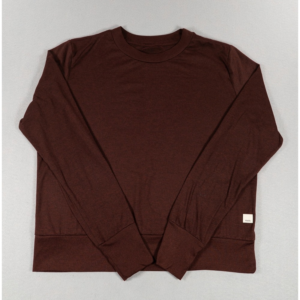 Vuori Long Sleeve Performance Crew Neck Top Mahogany Brown Heather Women Small - Picture 1 of 6